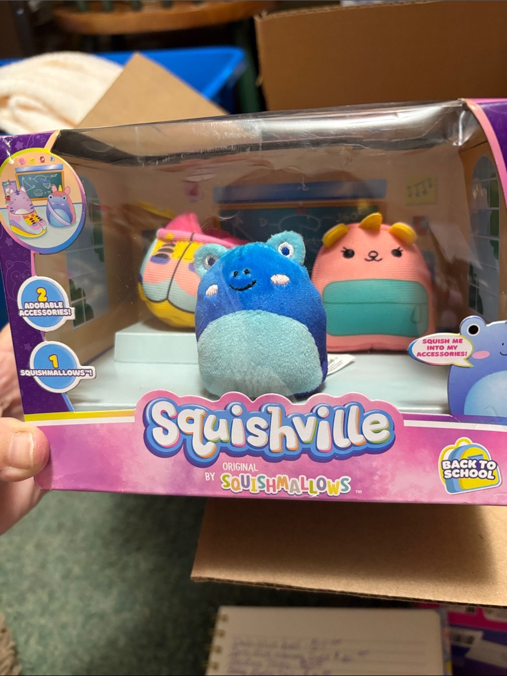 Squishmallows Squishville Plush Trio in Blue, Pink, Yellow
